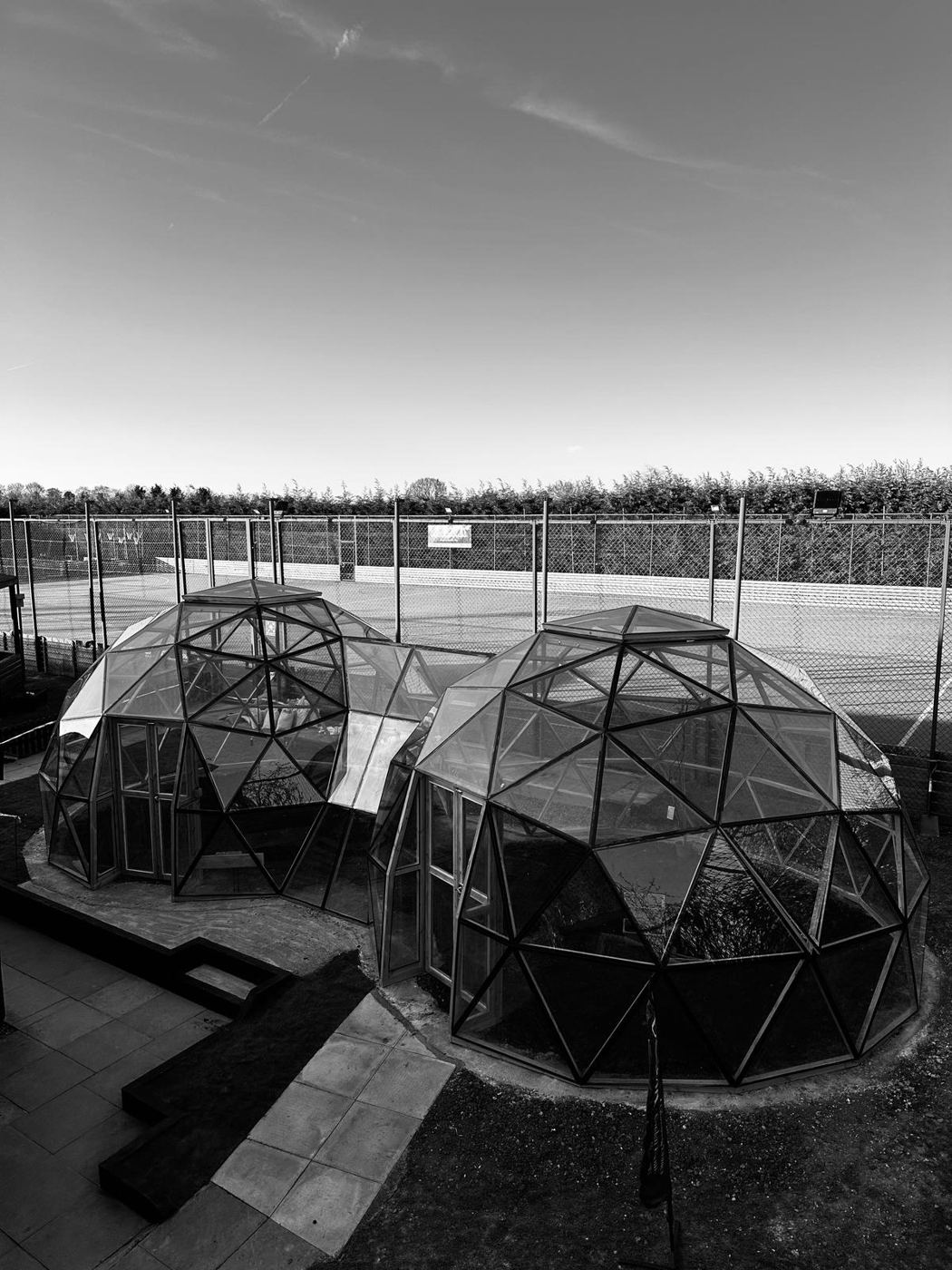 Planting beds and growing space inside the glazed domes